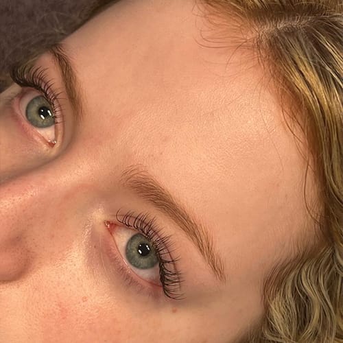 Eyelash lift result close-up